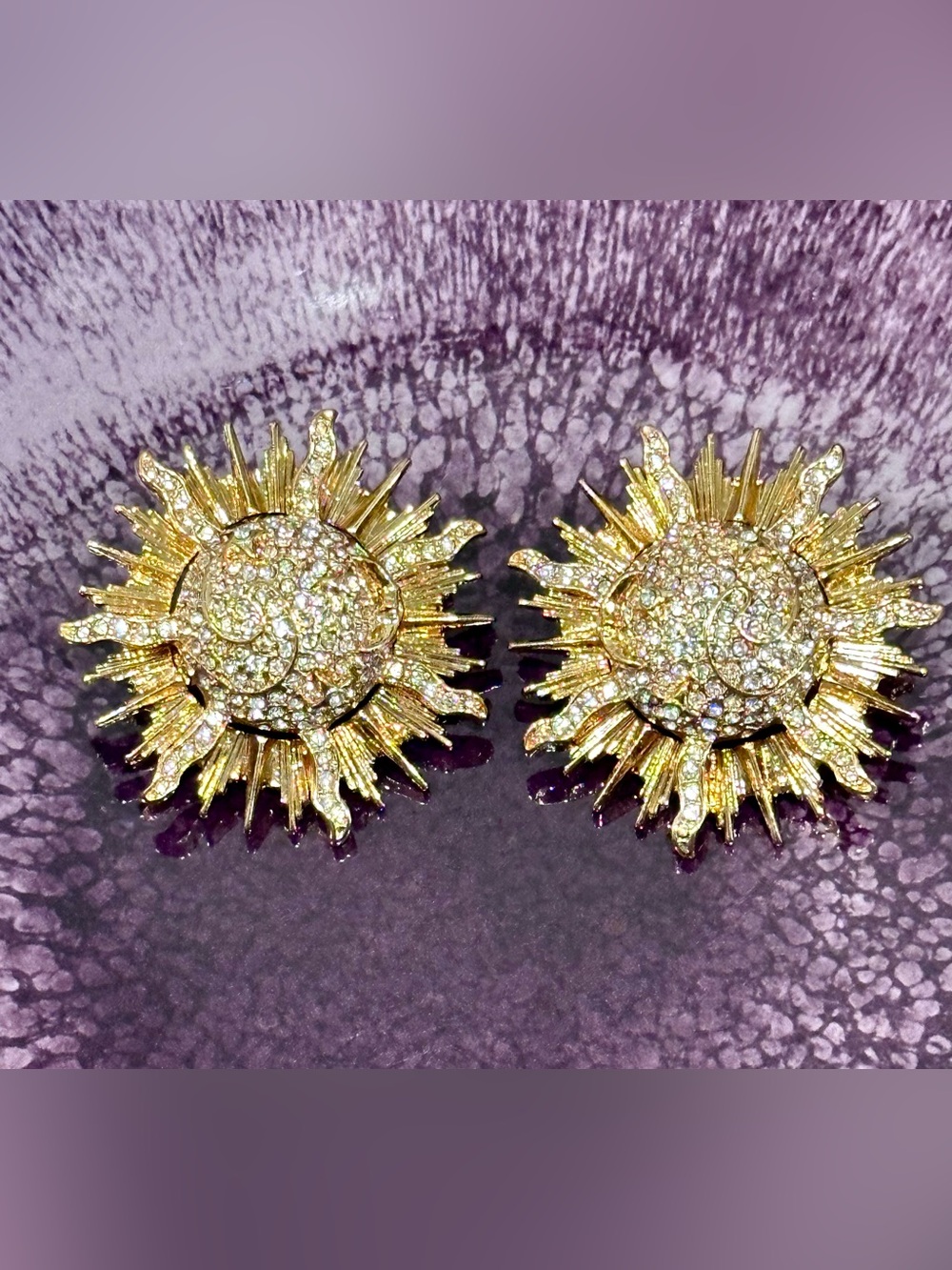 Swarovski Crystals Gold-Tone Sunburst Earrings